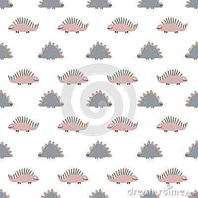 Ute baby pattern with dinosaurs. Seamless background. ornament in Scandinavian style Vector Illustration