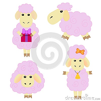 Ð¡ute cartoon sheep Vector Illustration