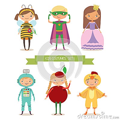 Ð¡ute kids in different costume Vector Illustration