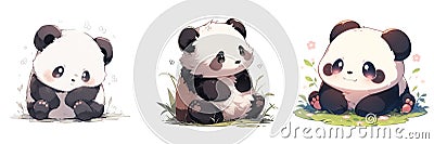 Ð¡ute panda 2D 2D beautiful colorful picturel AI Generated Stock Photo