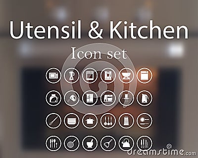 Utensil and kitchen icon set Vector Illustration