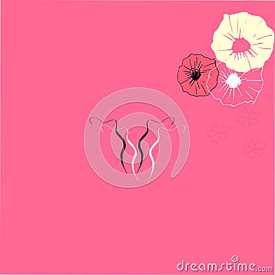 Uterus designed background with flowers Stock Photo