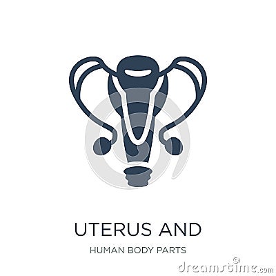 uterus and fallopian tube icon in trendy design style. uterus and fallopian tube icon isolated on white background. uterus and Vector Illustration