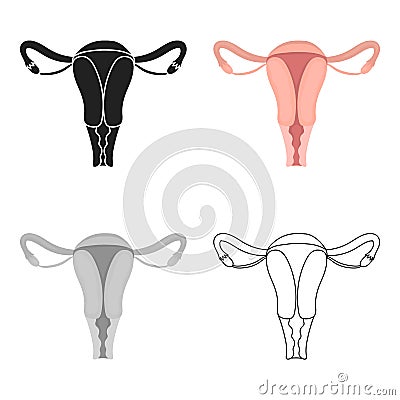 Uterus icon in cartoon style on white background. Pregnancy symbol stock vector illustration. Vector Illustration