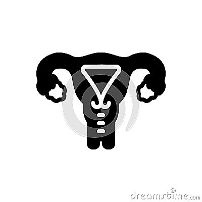 Black solid icon for Uterus, ovary and womb Vector Illustration