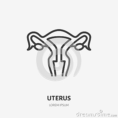 Uterus line icon, vector pictogram of female organ. Womb illustration, sign for gynecology clinic Vector Illustration