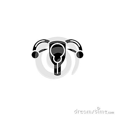 Uterus ovaries black icon concept. Uterus ovaries flat vector symbol, sign, illustration. Vector Illustration