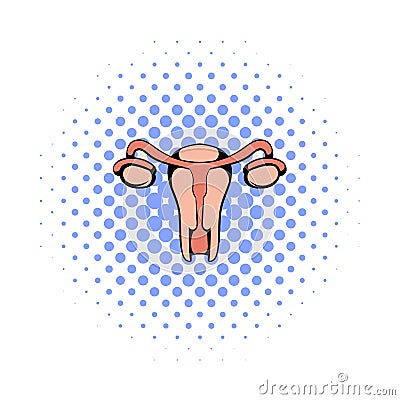 Uterus and ovaries icon, comics style Vector Illustration