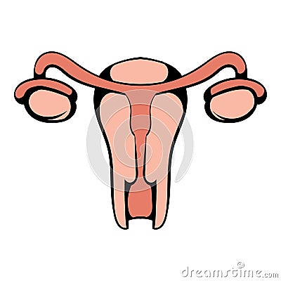 Uterus and ovaries icon, icon cartoon Vector Illustration