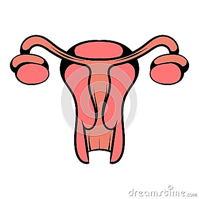 Uterus and ovaries icon, icon cartoon Vector Illustration