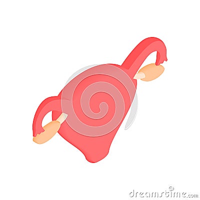 Uterus and ovaries isometric 3d icon Vector Illustration