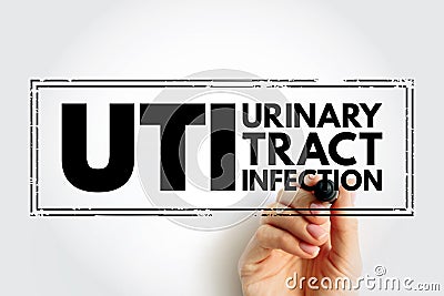 UTI Urinary Tract Infection is an infection in any part of your urinary system - kidneys, ureters, bladder and urethra, acronym Stock Photo