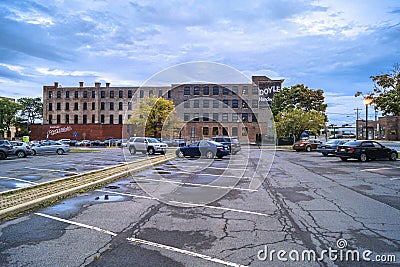 UTICA, NY, USA - OCT. 02, 2018: Doyle Hardware Building is a historic factory building built between 1881 and 1901 a work of Utica Editorial Stock Photo