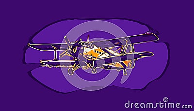 Old Antonov AN-2 airplane vectorized purple Cartoon Illustration