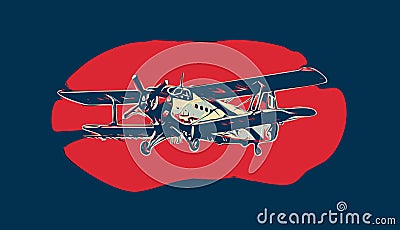 Old Antonov AN-2 airplane vectorized 2 Cartoon Illustration