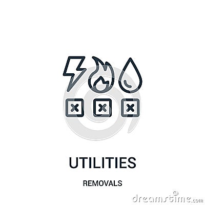 utilities icon vector from removals collection. Thin line utilities outline icon vector illustration. Linear symbol for use on web Vector Illustration