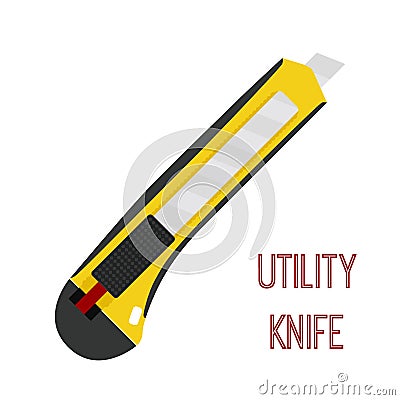 Utility knife, cutter, stationary blade, razor. Cartoon flat sty Cartoon Illustration