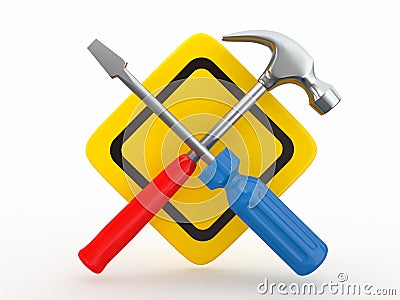 Utility. Tools, screwdriver and hammer. Stock Photo