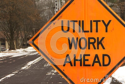 Utility work ahead Stock Photo