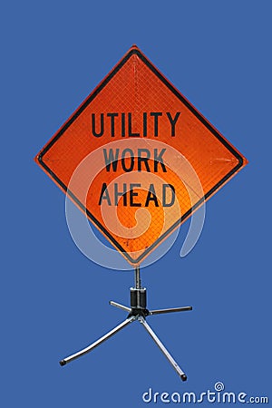 Utility work ahead sign Stock Photo