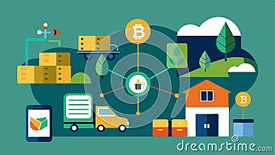 Utilization of blockchain technology to ensure traceability and transparency in the supply chain from farm to consumer Vector Illustration