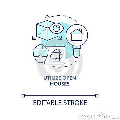 Utilize open houses turquoise concept icon Vector Illustration