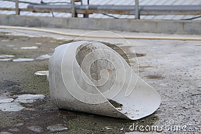 Utilize plastic drums for trash Stock Photo