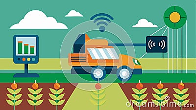 Utilizing advanced data analytics a smart harvester adjusts its harvesting patterns based on soil moisture levels Vector Illustration