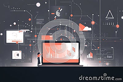 Utilizing ai technology for enhanced data analysis with holographic visuals and digital tools Stock Photo