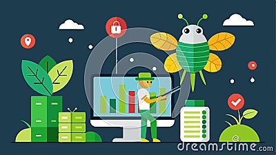 By utilizing historical data and predictive analytics the AI program can anticipate potential pest infestations and Vector Illustration