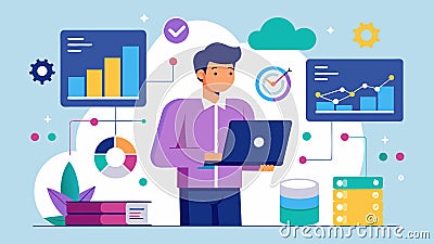 Utilizing virtual data analysts allows for scalability and flexibility as companies can ramp up or down their data Vector Illustration