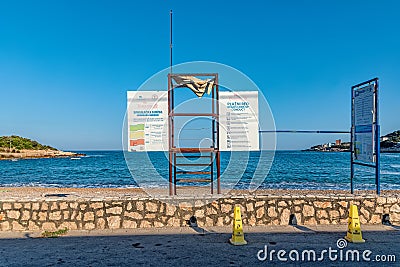 Utjeha Beach on the Adriatic coast in Montenegro. Editorial Stock Photo