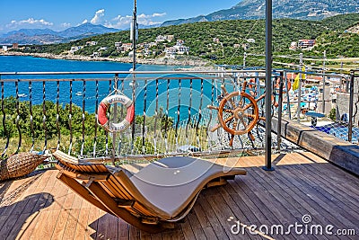 Utjeha Beach on the Adriatic coast in Montenegro. Editorial Stock Photo