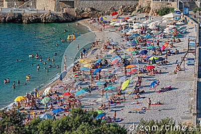 Utjeha Beach on the Adriatic coast in Montenegro. Editorial Stock Photo