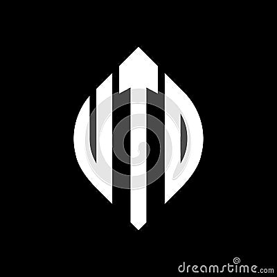 UTO circle letter logo design with circle and ellipse shape. UTO ellipse letters with typographic style. The three initials form a Vector Illustration