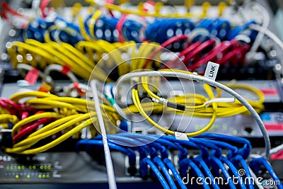 UTP cabling and computer network device Stock Photo