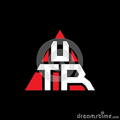 UTR triangle letter logo design with triangle shape. UTR triangle logo design monogram. UTR triangle vector logo template with red Vector Illustration