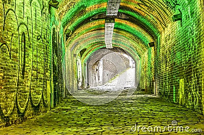 Utrecht illuminated tunnel Editorial Stock Photo