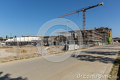 Construction site new homes vinex district Leidsche Rijn Utrecht. New houses under construction holland. Stock Photo