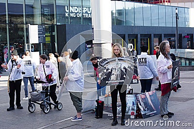 Animal rights activist protesting, Netherlands Editorial Stock Photo