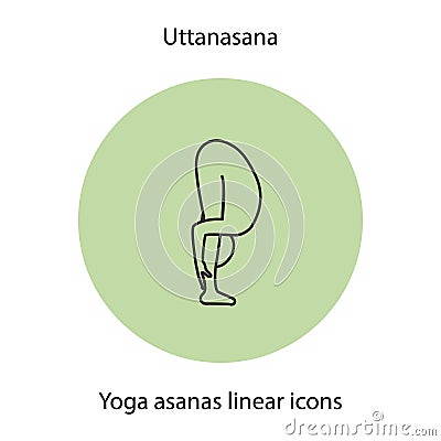 Uttanasana yoga position linear icon Vector Illustration