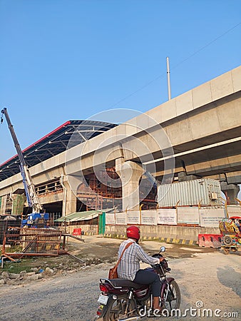 Uttara,Dhaka,Bangladesh:12/1/2021 - The Metro rail project in Bangladesh. The starting station of Dhaka metro railway project is Editorial Stock Photo