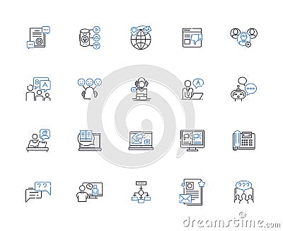 Utterance line icons collection. Expression, Phrase, Articulation, Verbalization, Language, Communication, Statement Vector Illustration
