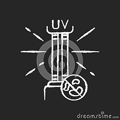 UV light disinfection chalk white icon on black background Vector Illustration