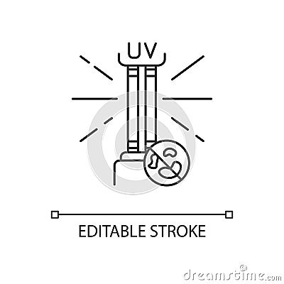 UV light disinfection pixel perfect linear icon Vector Illustration