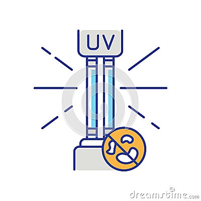 UV light disinfection RGB color icon Vector Illustration