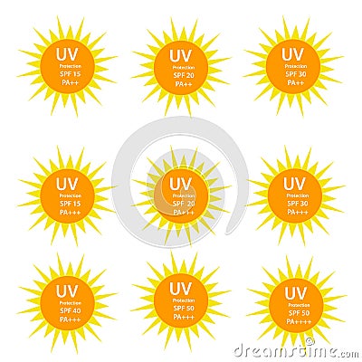 UV Protection 9 logos set Vector Illustration