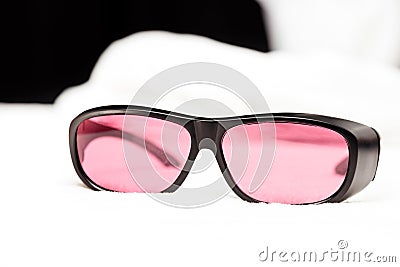 UV protective glasses for laser skin care Stock Photo