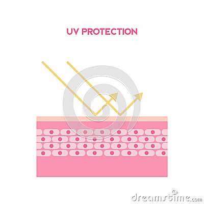 UV reflection skin after protection. Flat vector illustration Vector Illustration