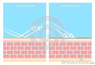 UV reflection skin after protection vector design Vector Illustration